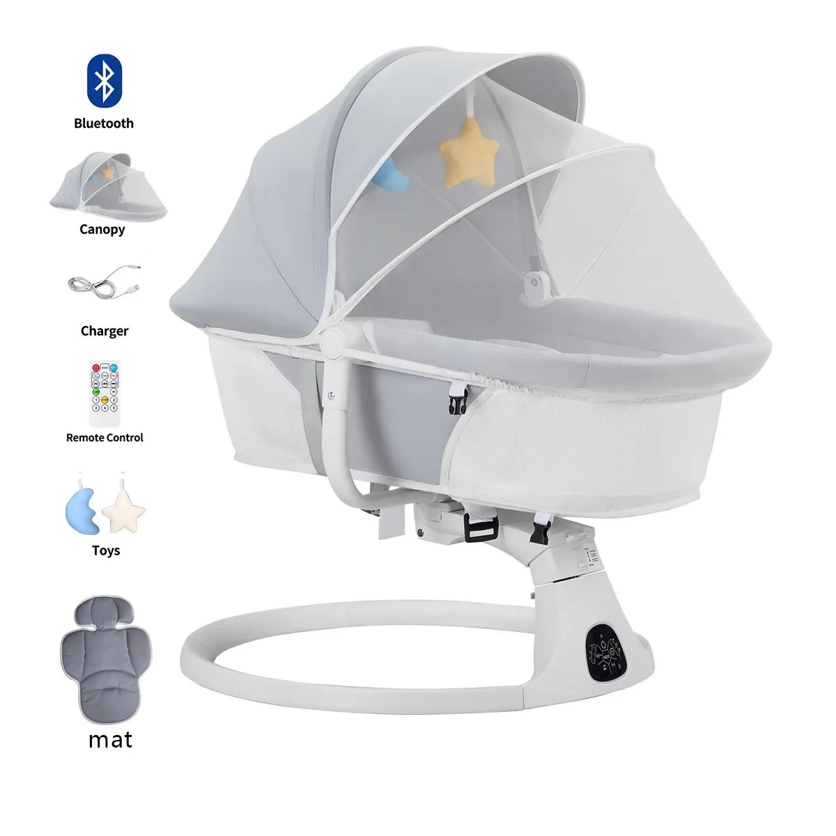 Cross-border multifunctional baby electric small rocking bed Bluetooth baby cradle newborn comfort chair remote control