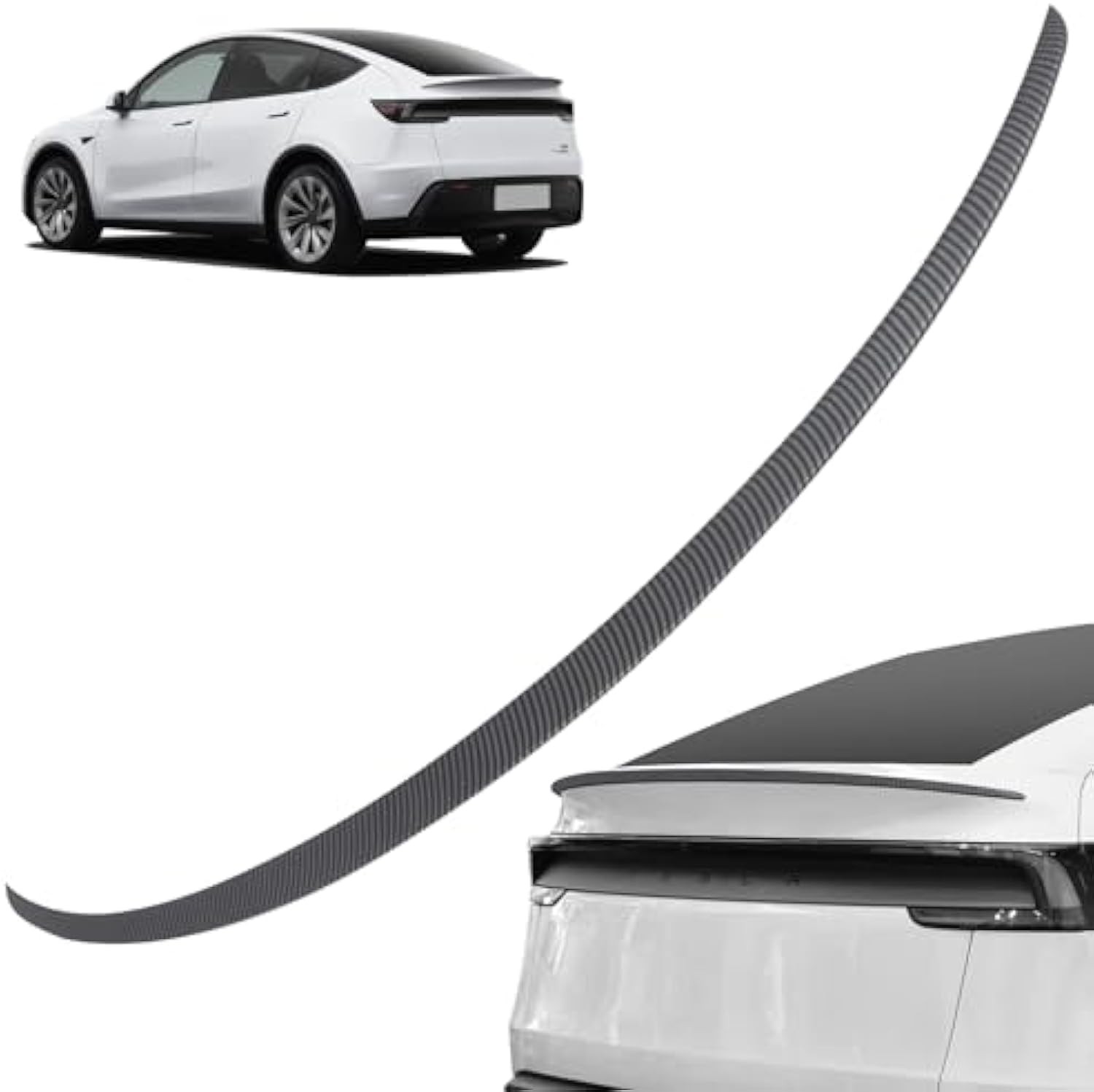 ABS Spoiler for Tesla Model Y Juniper 2025 2026 Carbon Fiber, Juniper Matte Carbon Fiber Look Trunk Lip Wing, Rear Lip Spoiler Sporty Appearance & Aerodynamic Performance, Easy Installation