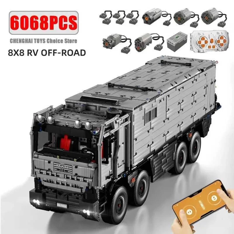 6068PCS Technical Remote Control Off Road RV Building Blocks City Motorhome Model Bricks Kid Educational DIY Toys Birthday Gifts