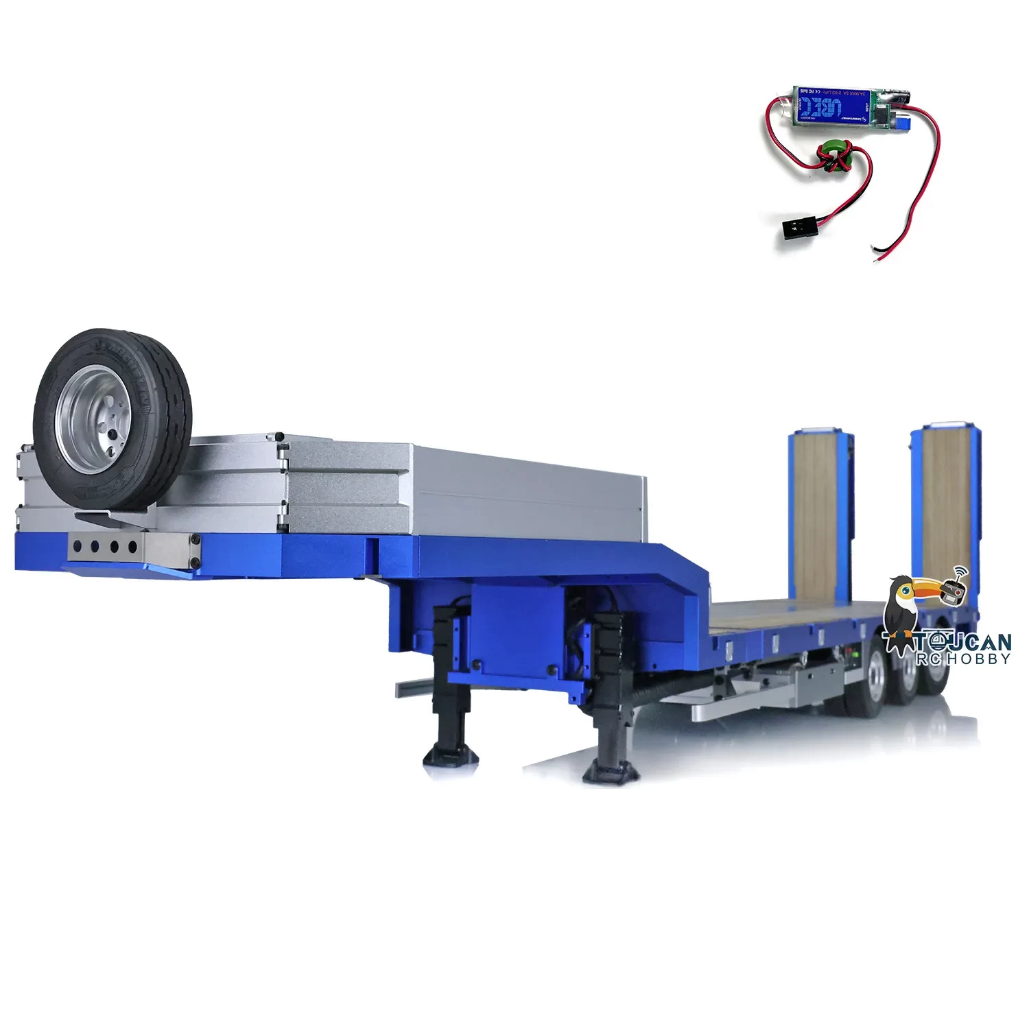 NOOXION 1/14 Metal CNC 3 Axles Gooseneck Trailers UBEC Parts for RC Tractor Trucks Cars Model Painted Toys for Boys