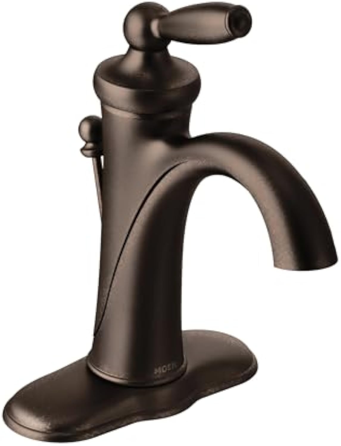 Moen Brantford Oil-Rubbed Bronze One-Handle Traditional Low-Arc Bathroom Faucet with Optional Deckplate and Available Vessel Sink Extension Kit, 6600ORB
